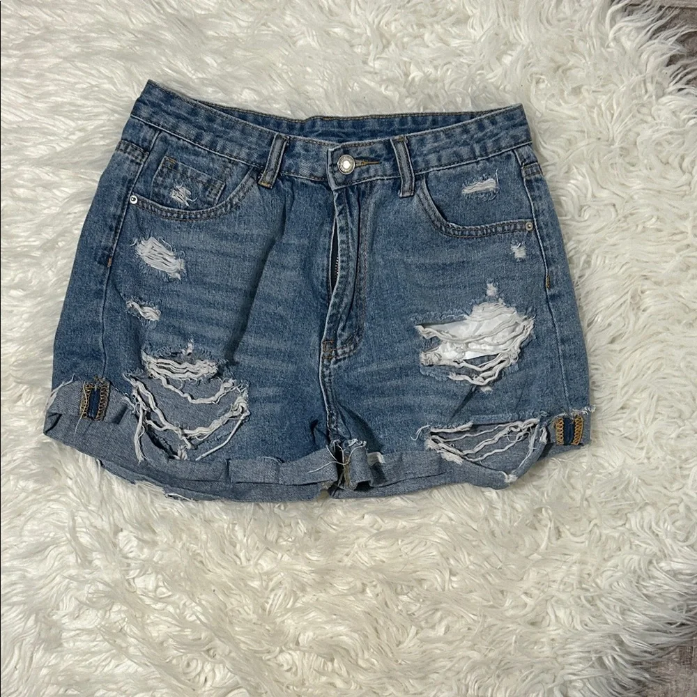 SHEIN Distressed Denim Women Shorts - Picture 1 of 7